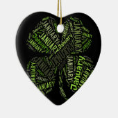 Vierblättriges Kleeblatt Januar Keramikornament (Rechts)