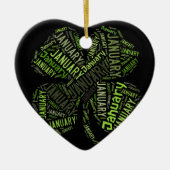 Vierblättriges Kleeblatt Januar Keramikornament (Vorne)