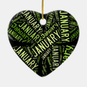 Vierblättriges Kleeblatt Januar Keramikornament (Hinten)