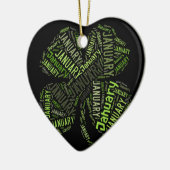 Vierblättriges Kleeblatt Januar Keramikornament (Links)