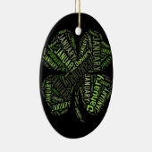 Vierblättriges Kleeblatt Januar Keramikornament (Rechts)