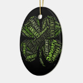 Vierblättriges Kleeblatt Januar Keramikornament (Links)