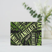 Vierblättriges Kleeblatt Januar Postkarte (Stehend Vorderseite)