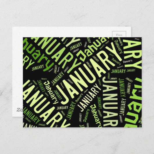 Vierblättriges Kleeblatt Januar Postkarte (Vorne/Hinten)