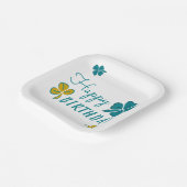 vierblättriges Kleeblatt Kleeblatt Happy Birthday Pappteller (Gewinkelt)