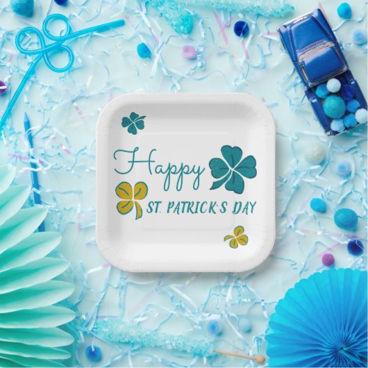 vierblättriges Kleeblatt Kleeblatt Happy St. Patri Pappteller (Party)