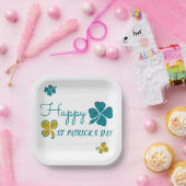 vierblättriges Kleeblatt Kleeblatt Happy St. Patri Pappteller (Party)