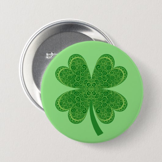 vierblättriges Kleeblatt Lucky St. Patrick's Day Button (Vorne & Hinten)