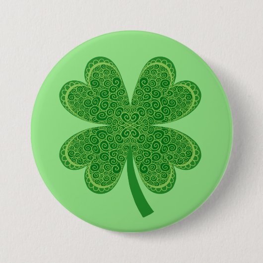 vierblättriges Kleeblatt Lucky St. Patrick's Day Button (Vorderseite)