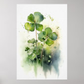 vierblättriges Kleeblatt Malen des irischen Aquare Poster (Vorne)