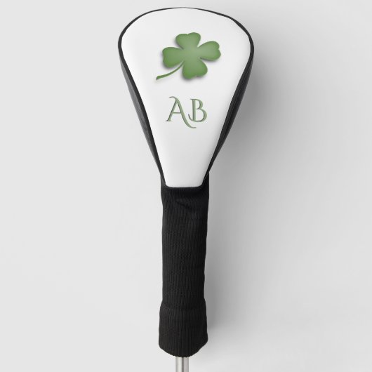 Vierblättriges Kleeblatt Mit Monogramm Golf Headcover (Vorderseite)