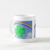 Vierblättriges Kleeblatt mit Regenbogen Kaffeetasse (Vorderseite Links)