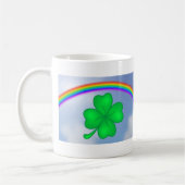 Vierblättriges Kleeblatt mit Regenbogen Kaffeetasse (Links)