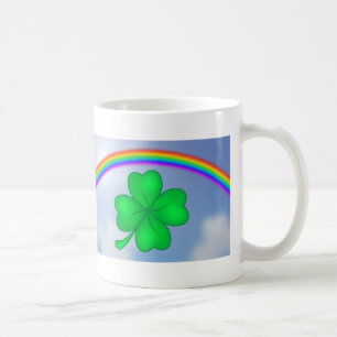 Vierblättriges Kleeblatt mit Regenbogen Kaffeetasse