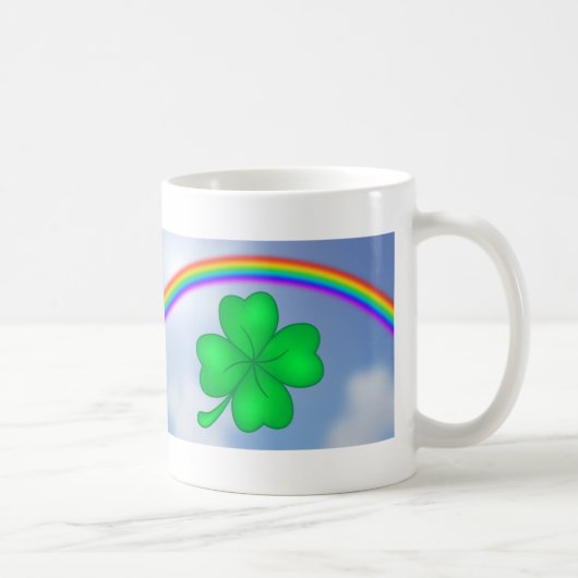Vierblättriges Kleeblatt mit Regenbogen Kaffeetasse (Rechts)