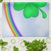 Vierblättriges Kleeblatt mit Regenbogen Küchentuch (Gefaltet)