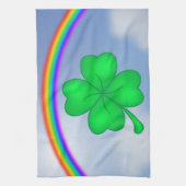 Vierblättriges Kleeblatt mit Regenbogen Küchentuch (Vertikal)