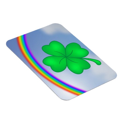 Vierblättriges Kleeblatt mit Regenbogen Magnet (Rechte Seite)