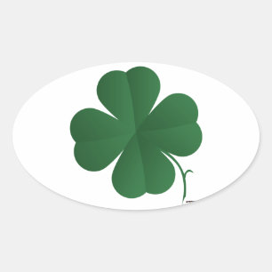 Vierblättriges Kleeblatt Ovaler Aufkleber
