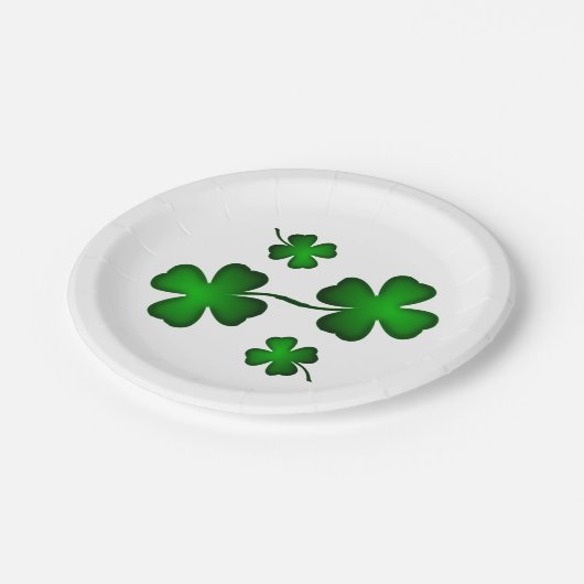 vierblättriges Kleeblatt Pappteller (Schrägansicht)