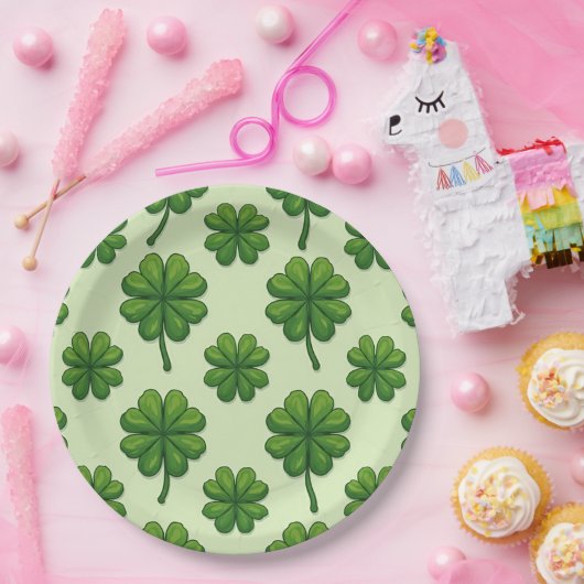 vierblättriges Kleeblatt Pappteller (Party)