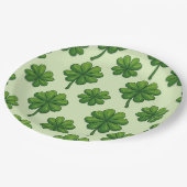 vierblättriges Kleeblatt Pappteller (Schrägansicht)