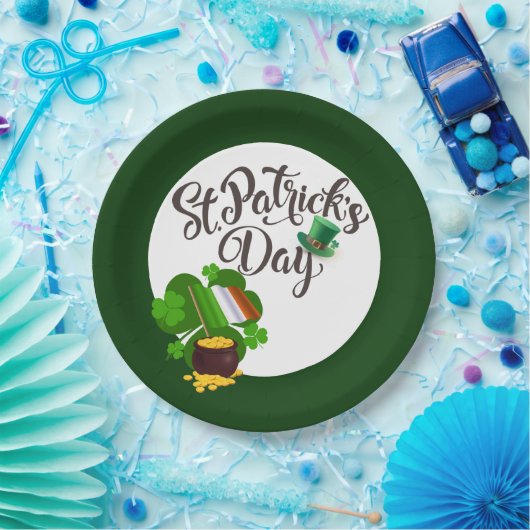 vierblättriges Kleeblatt Pappteller (Party)