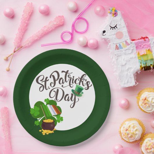 vierblättriges Kleeblatt Pappteller (Party)