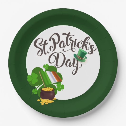 vierblättriges Kleeblatt Pappteller (Vorderseite)