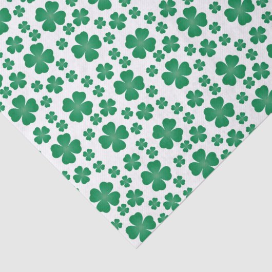 vierblättriges Kleeblatt Pattern Green Seidenpapier (Detail)