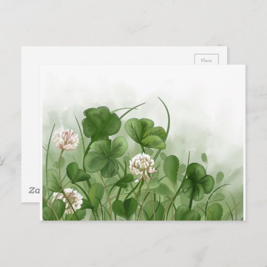 vierblättriges Kleeblatt Postkarte (Vorne/Hinten)
