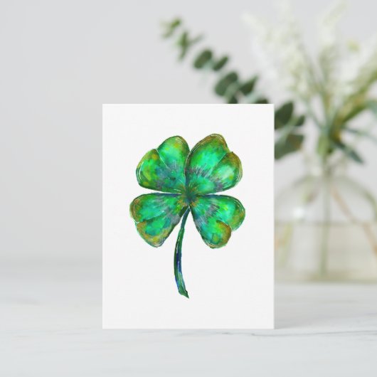 vierblättriges Kleeblatt Postkarte (Stehend Vorderseite)