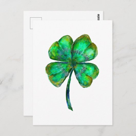 vierblättriges Kleeblatt Postkarte (Vorne/Hinten)