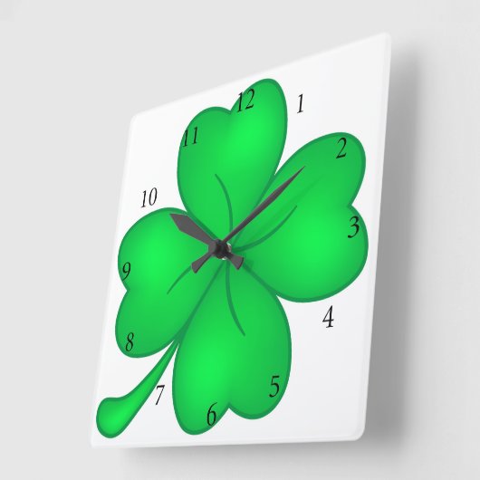Vierblättriges Kleeblatt Quadratische Wanduhr (Winkel)