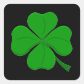 ‚Vierblättriges Kleeblatt‘ Quadratischer Aufkleber (Vorderseite)