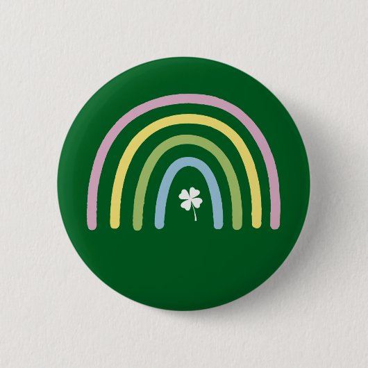 vierblättriges Kleeblatt Rainbow St Patrick's Day Button (Vorderseite)