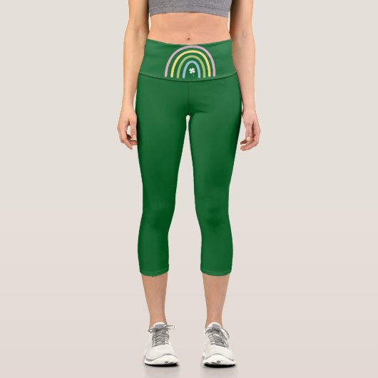 vierblättriges Kleeblatt Rainbow St Patrick's Day Capri Leggings (Vorderseite)