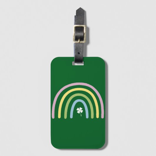vierblättriges Kleeblatt Rainbow St Patrick's Day Gepäckanhänger (Vorderseite Vertikal)