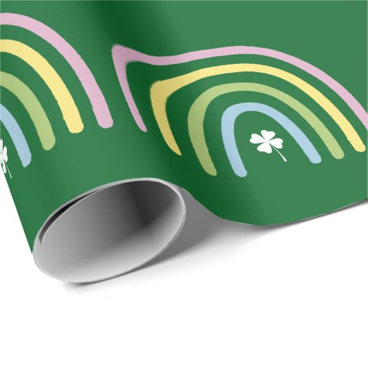 vierblättriges Kleeblatt Rainbow St Patrick's Day Geschenkpapier (Rolleneckpunkt)