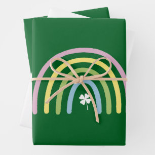 vierblättriges Kleeblatt Rainbow St Patrick's Day Geschenkpapier Set