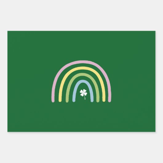 vierblättriges Kleeblatt Rainbow St Patrick's Day Geschenkpapier Set (Vorderseite)