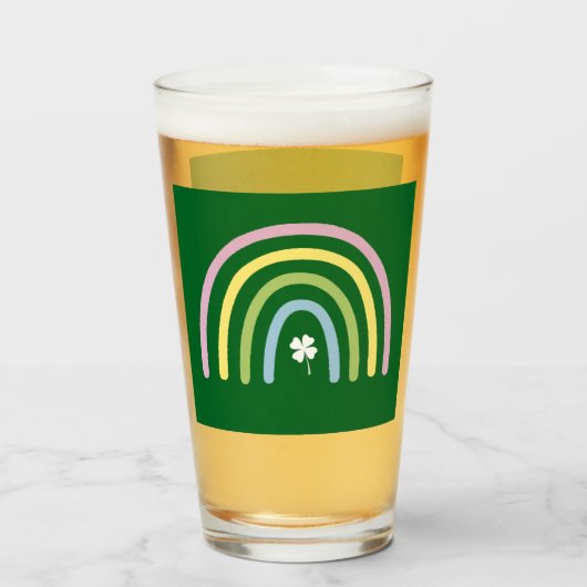 vierblättriges Kleeblatt Rainbow St Patrick's Day Glas (Vorne (Gefüllt))