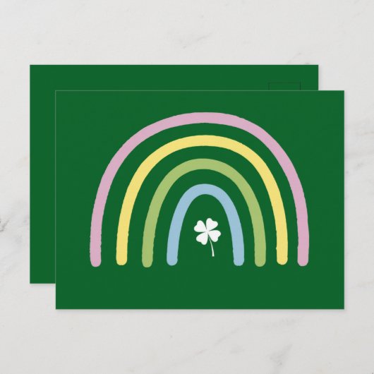 vierblättriges Kleeblatt Rainbow St Patrick's Day Postkarte (Vorne/Hinten)