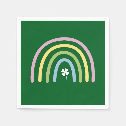 vierblättriges Kleeblatt Rainbow St Patrick's Day Serviette (Vorderseite)