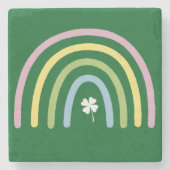 vierblättriges Kleeblatt Rainbow St Patrick's Day Steinuntersetzer (Vorderseite)