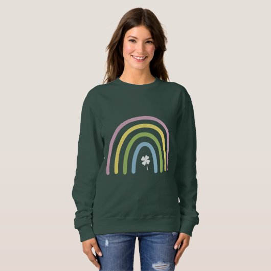 vierblättriges Kleeblatt Rainbow St Patrick's Day Sweatshirt (Vorne ganz)