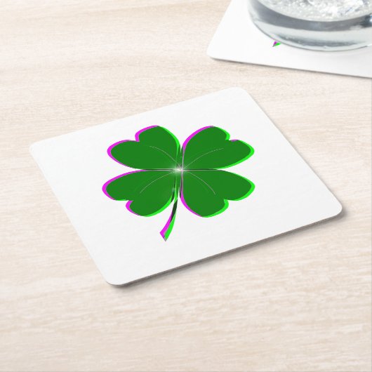 Vierblättriges Kleeblatt Rechteckiger Pappuntersetzer (angewinkelt)