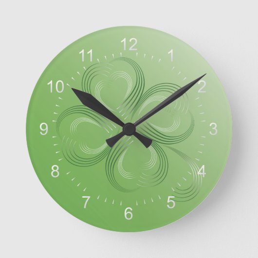 vierblättriges Kleeblatt Runde Wanduhr (Vorderseite)