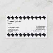 vierblättriges Kleeblatt - Schwarz auf Weiß Visitenkarte (Rückseite)