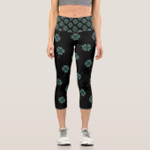 vierblättriges Kleeblatt Schwarze Farbe Capri Leggings (Vorderseite)